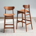 Wooden Coffee Cafe Shop Armrest high Kitchen Restaurant Dining Wood Bar Counter Stool with Rope Seat